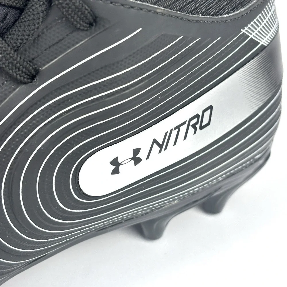 Under Armour Nitro Football Cleats Black White Men's Size 10.5 NWOB 3000181-001